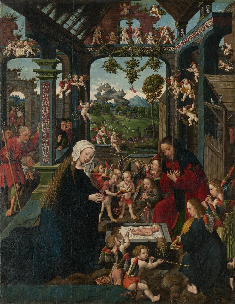 De Aanbidding van het Christuskind door Jacob Cornelisz. van Oostsanen