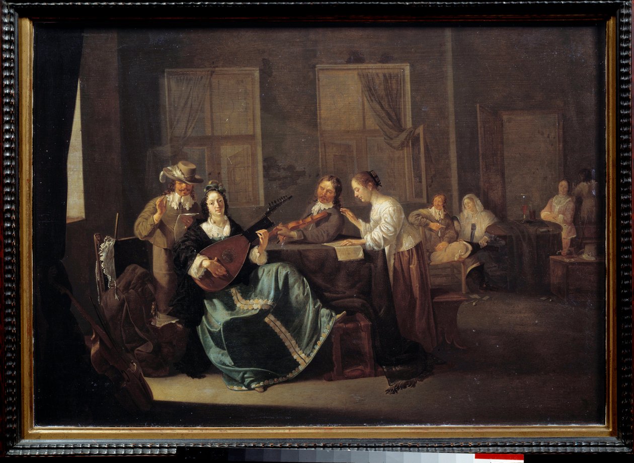 Het concert. Schilderij door Jacob Duck (1600 - 1660) Ec. Flam. door Jacob Duck