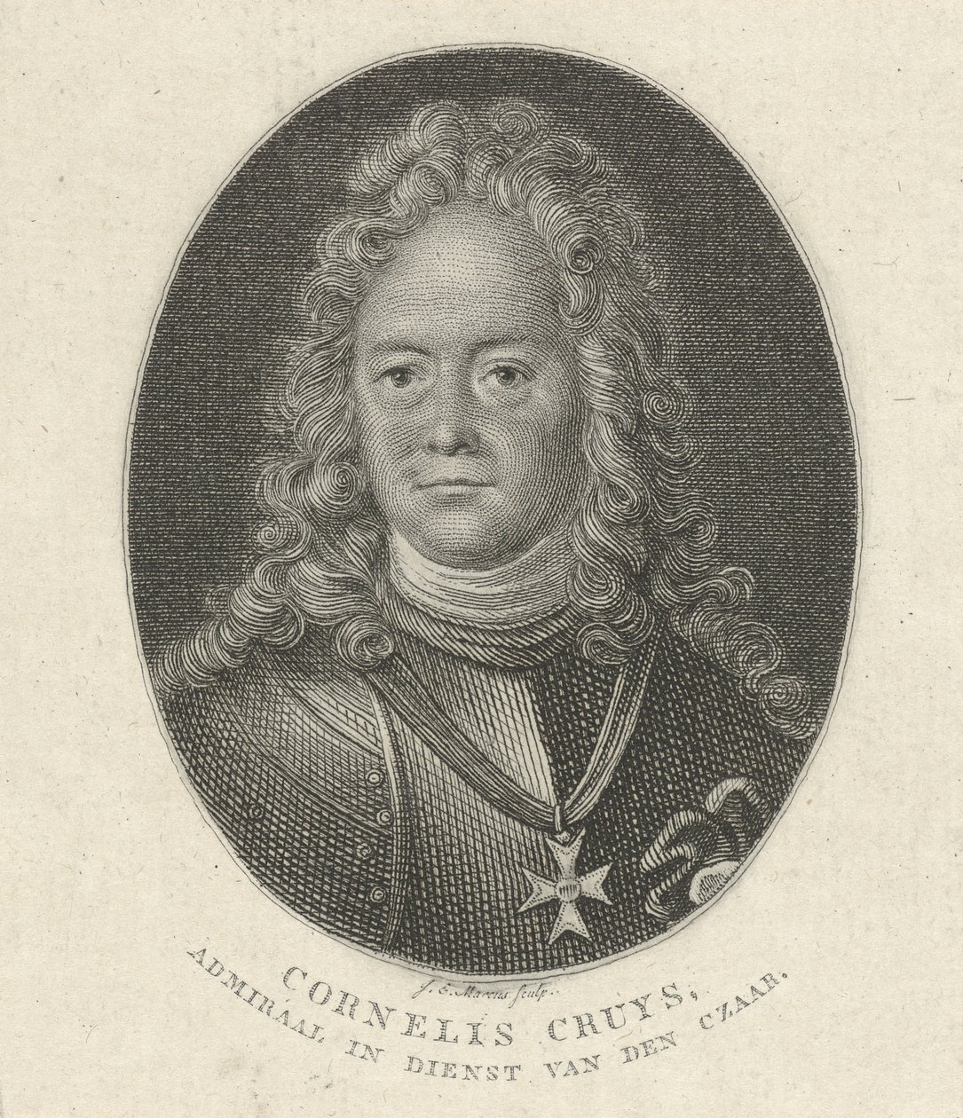 Portret van Cornelius Cruys, viceadmiraal van de keizerlijke Russische marine door Jacob Ernst Marcus