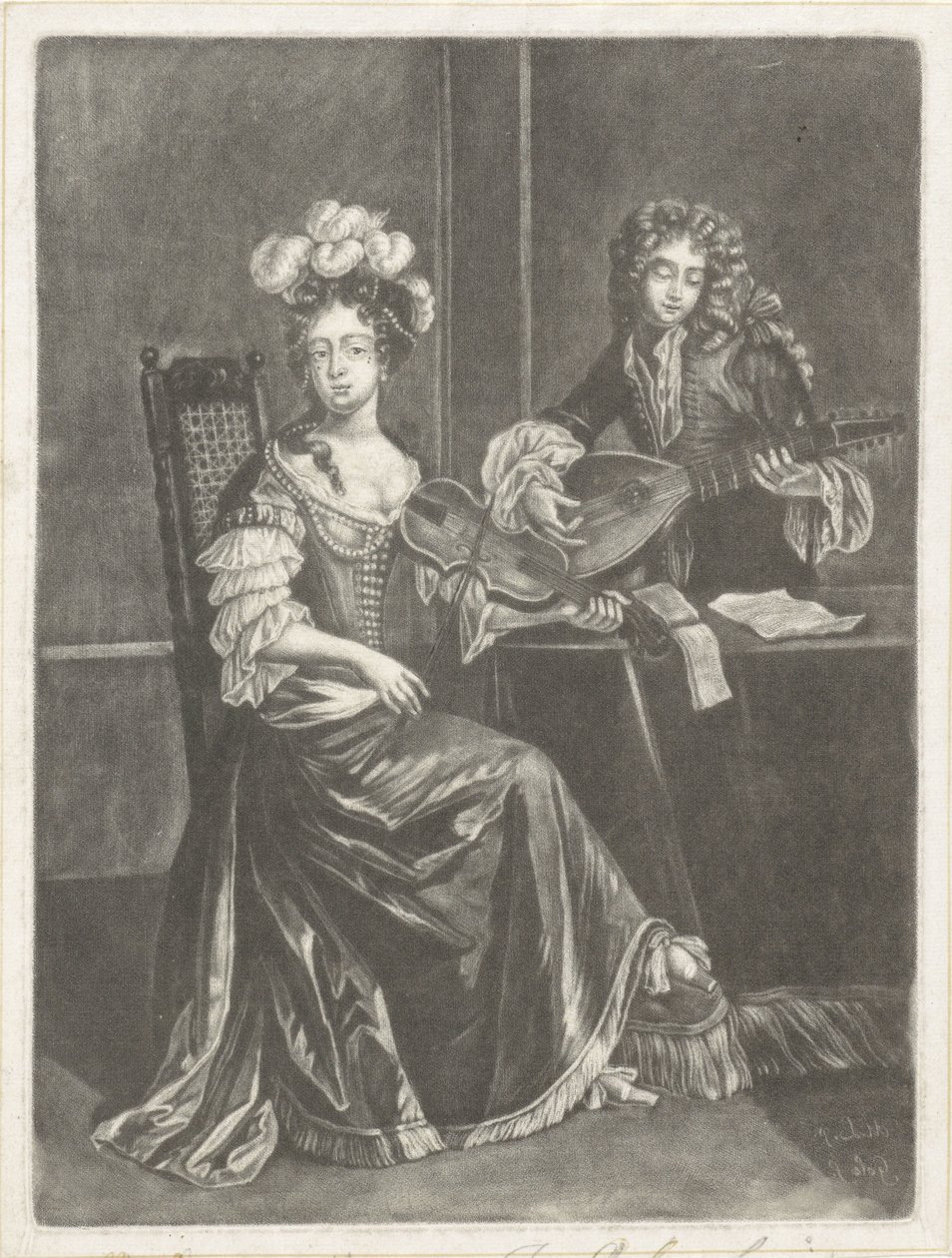 Musicerend paar (Elegante dames en heren in eigentijdse kleding) door Jacob Gole