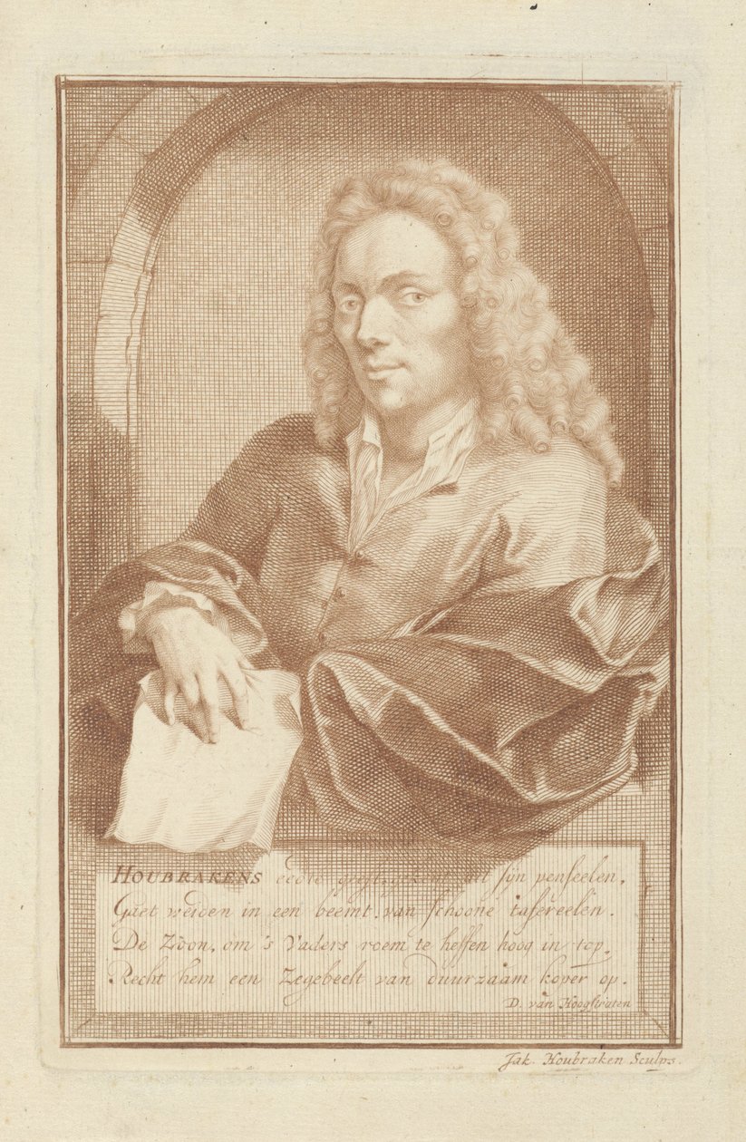 Portret van Arnold Houbraken door Jacob Houbraken