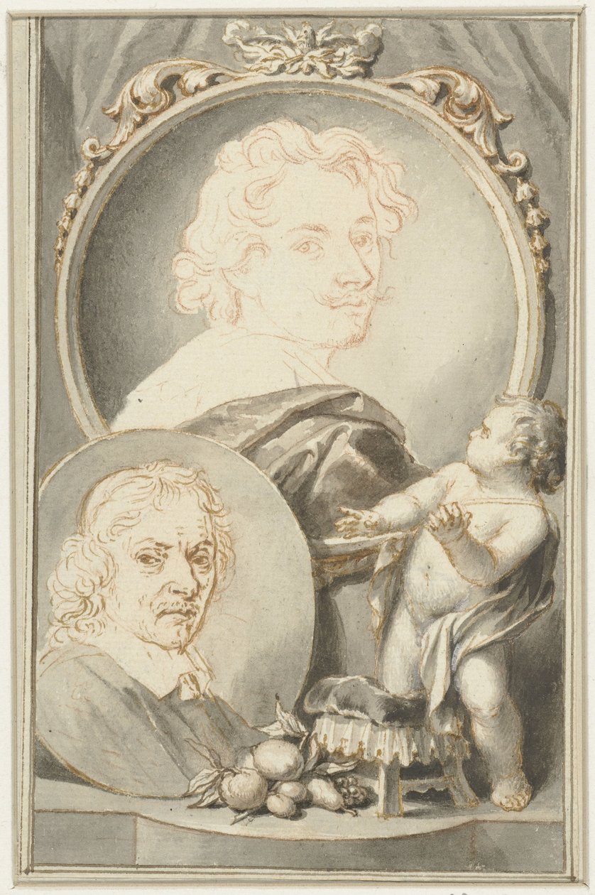 Portretten van Anton van Dyck en Jacob de Bray door Jacob Houbraken