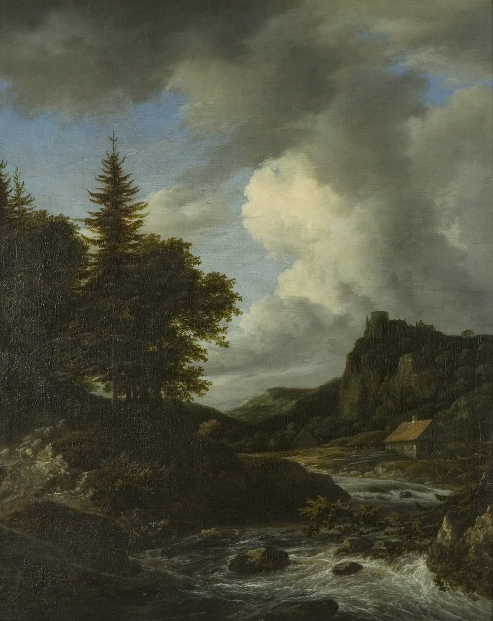 Rivier in vloed, ca. 1660 door Jacob van Ruisdael