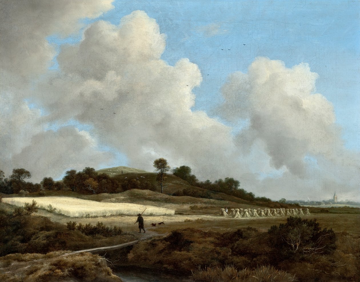 Uitzicht op graanvelden met een verre stad, c.1670 door Jacob van Ruisdael