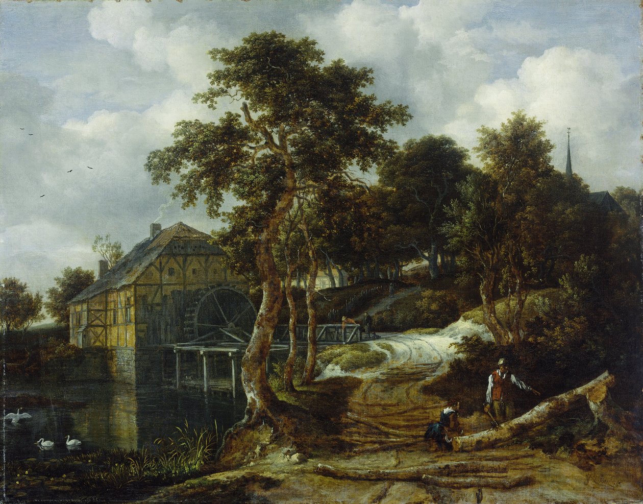 Landschap met watermolen door Jacob Isaakszoon van Ruysdael