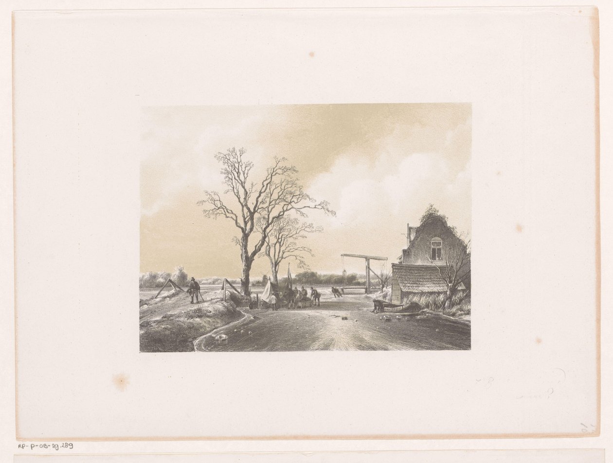 Bevroren rivier met koek en zopie door Jacob Jan van der Maaten (attributed to)