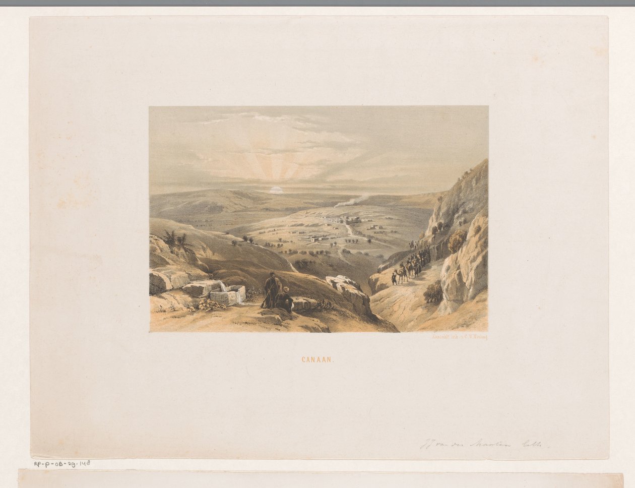 Gezicht op Canaan met zonsopkomst door Jacob Jan van der Maaten (attributed to)