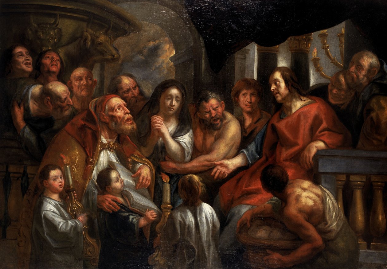 Christus en de overspelige vrouw door Jacob Jordaens