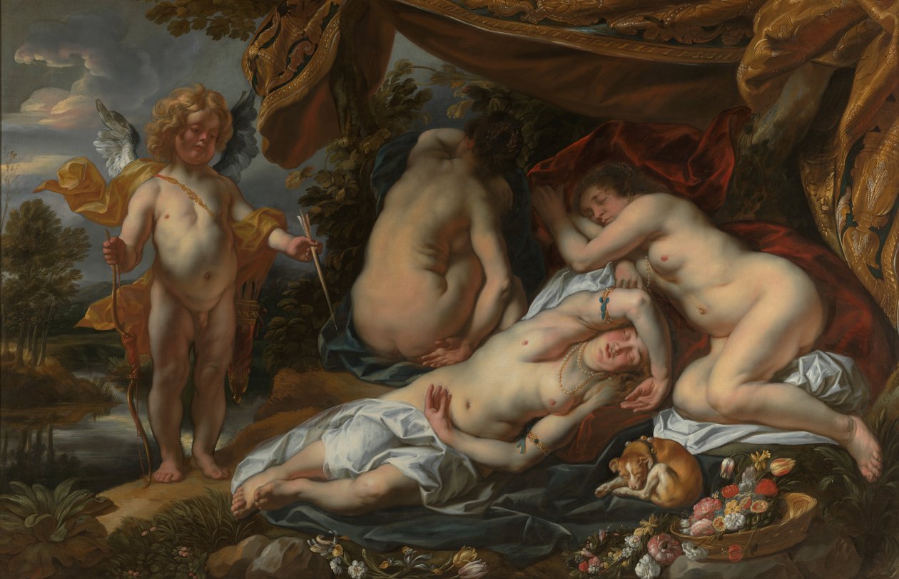 Cupido en Psyche door Jacob Jordaens