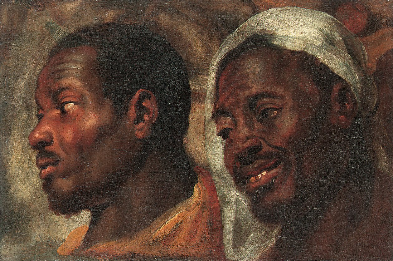 Hoofdstudies van twee Afrikaanse mannen door Jacob Jordaens