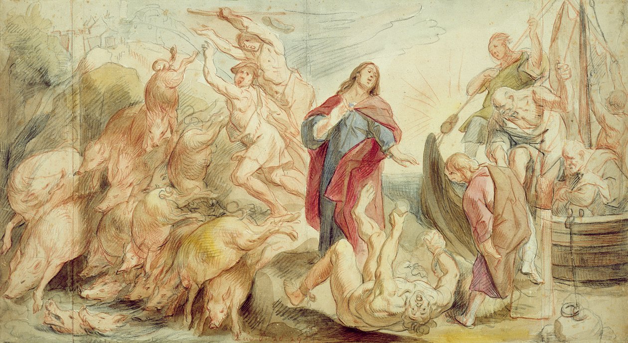 Jezus verdrijft de duivel uit de bezetene door Jacob Jordaens