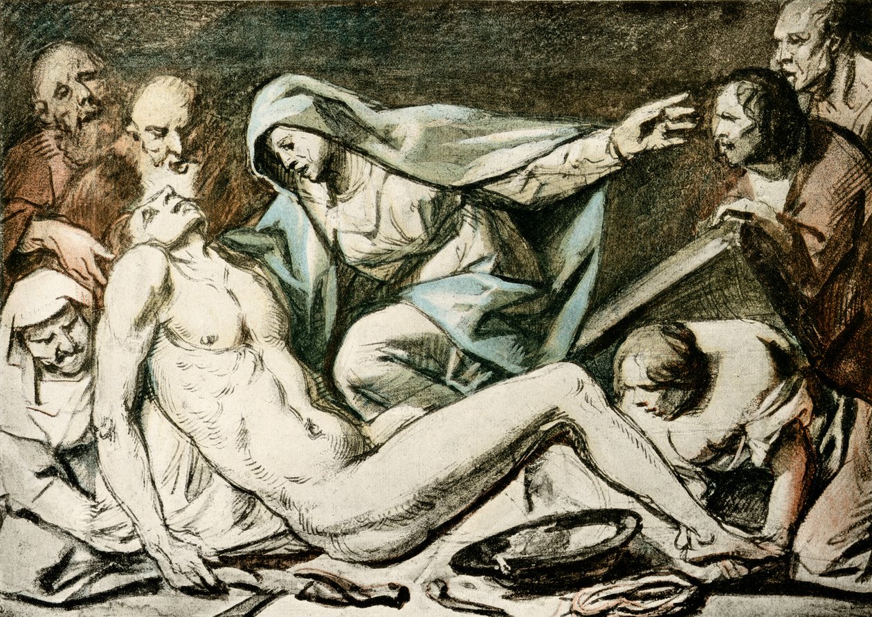 Bewening van Christus (aquarel, rood krijt) door Jacob Jordaens