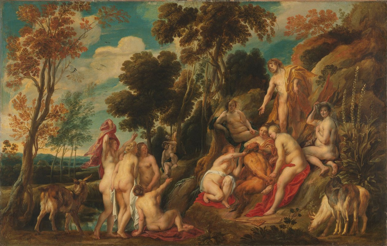 Marsyas, gestraft door de Muzen door Jacob Jordaens