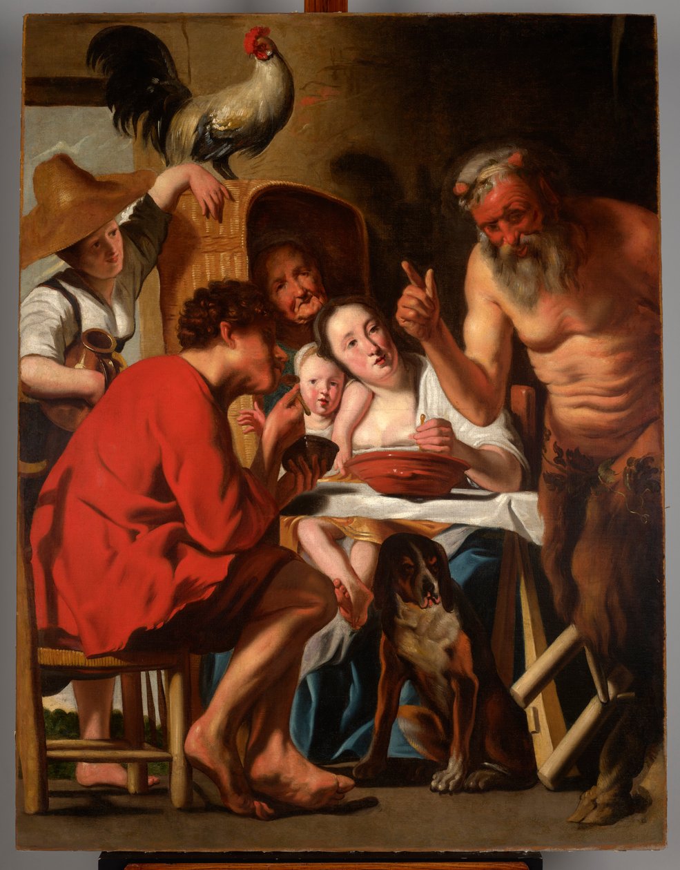 De sater te gast bij de boeren door Jacob Jordaens