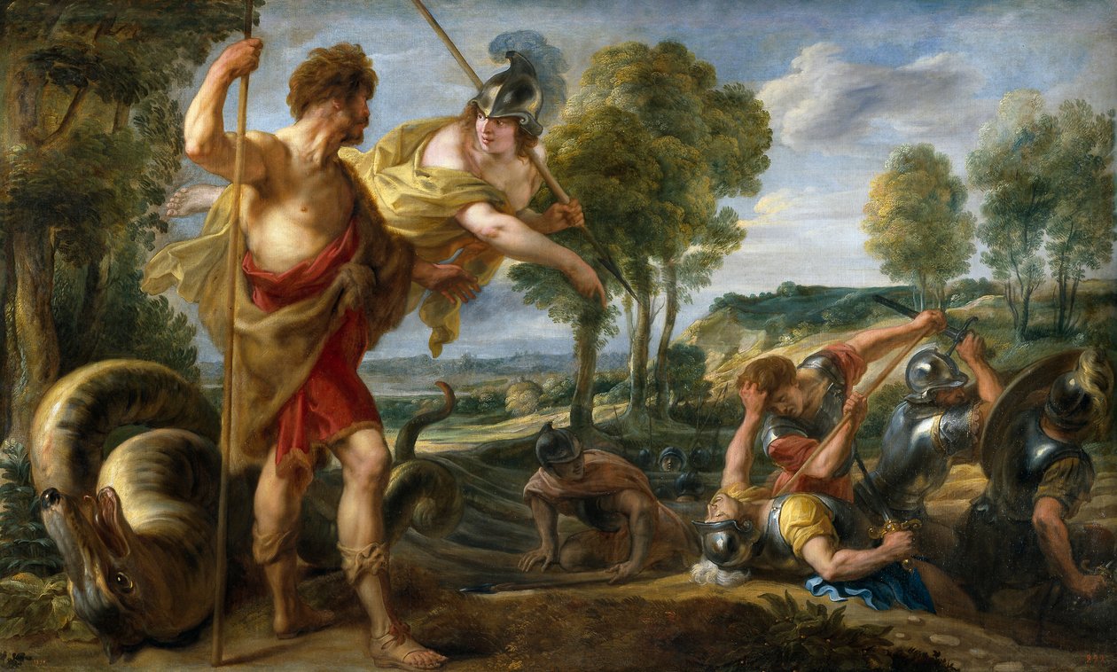 Spaans:  Cadmus en Minerva Cadmus en Minerva door Jacob Jordaens
