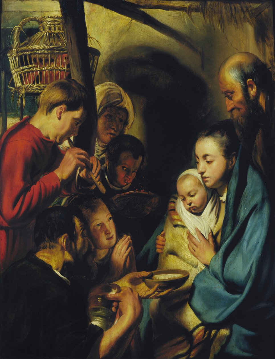 De aanbidding van de herders door Jacob Jordaens