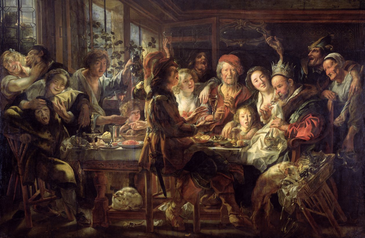 Het bonenfeest (De koning drinkt) door Jacob Jordaens