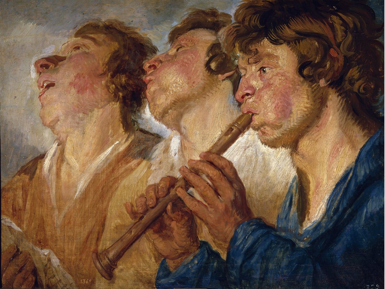 Drie straatmuzikanten door Jacob Jordaens