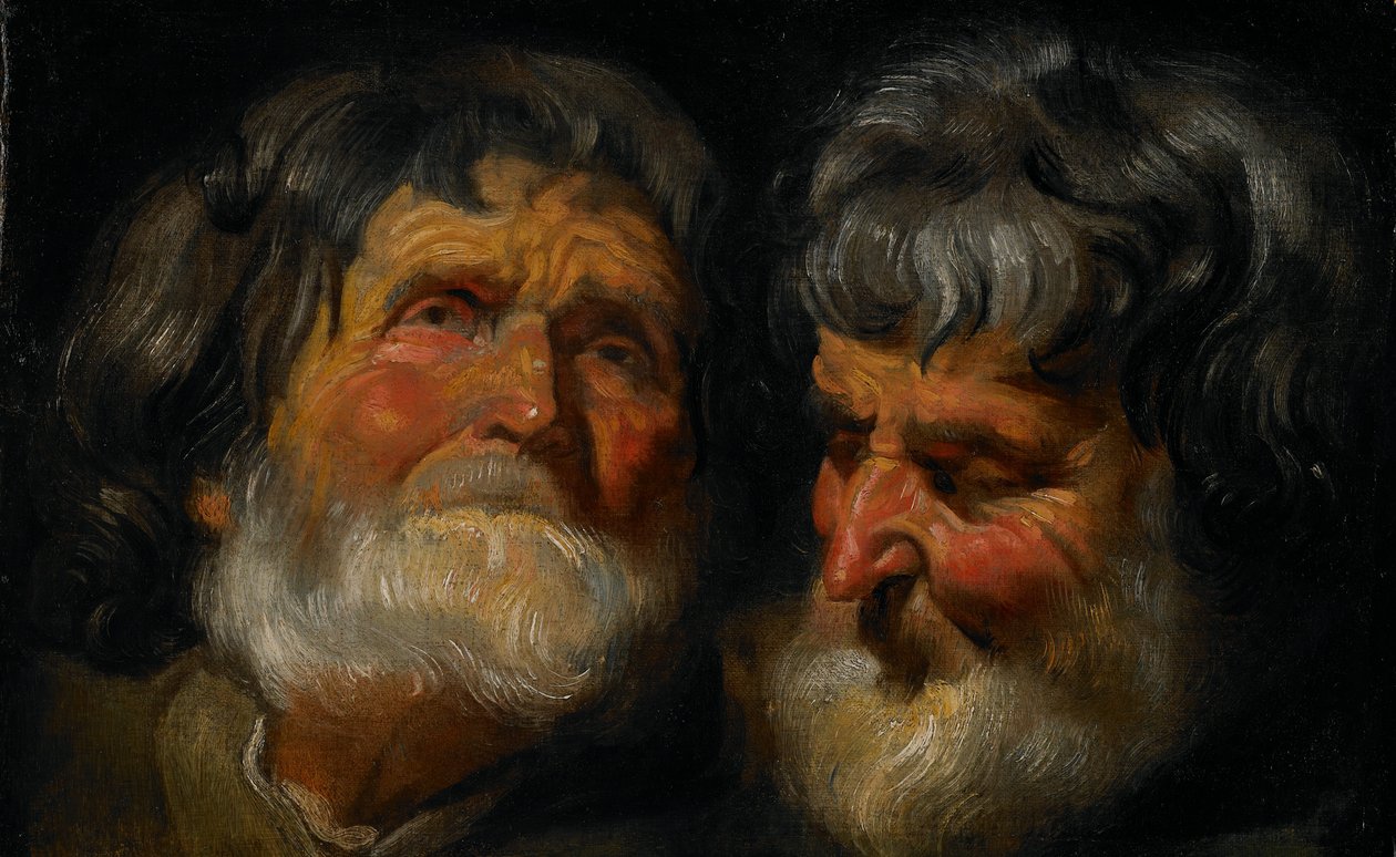 Twee studies van het hoofd van een oude man door Jacob Jordaens