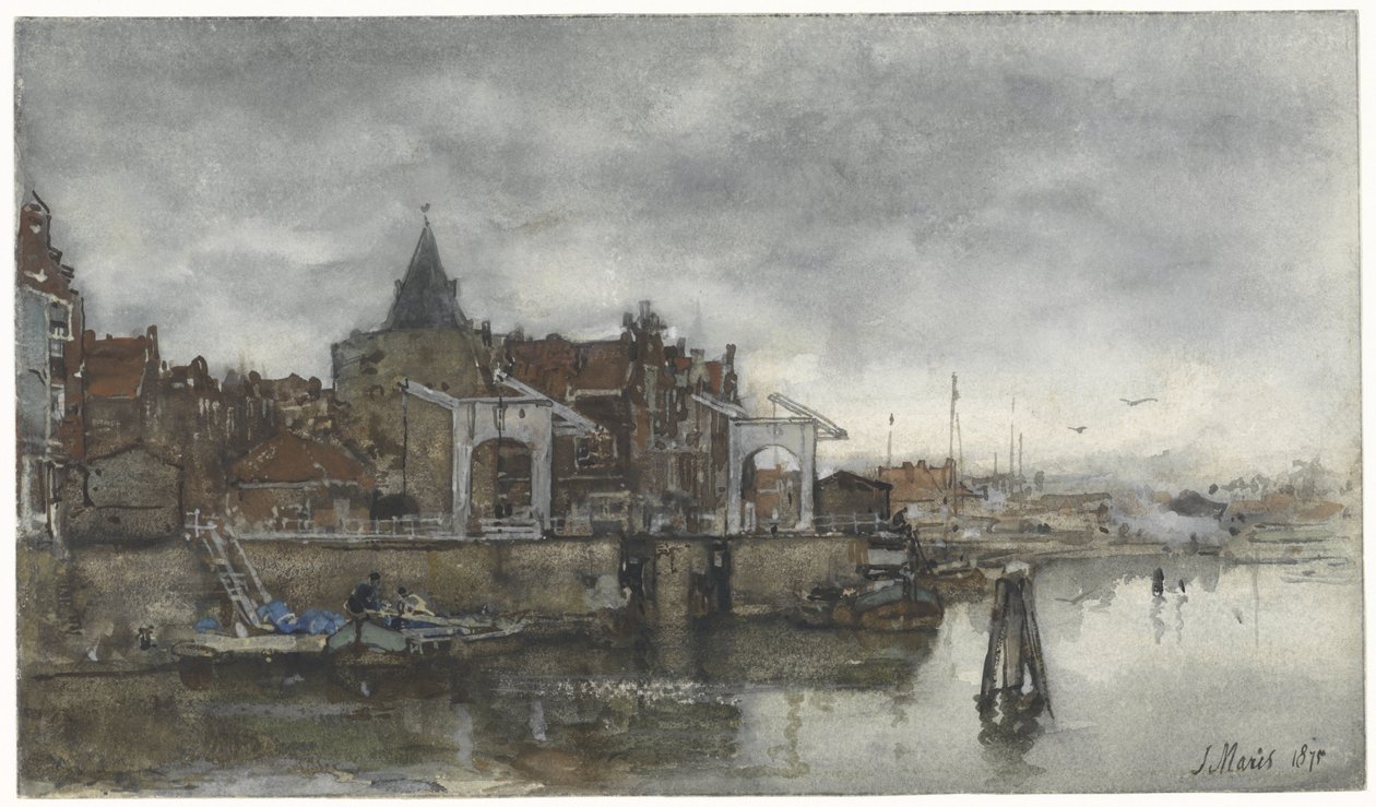 De Buitenkant met de Schreierstoren te Amsterdam door Jacob Maris
