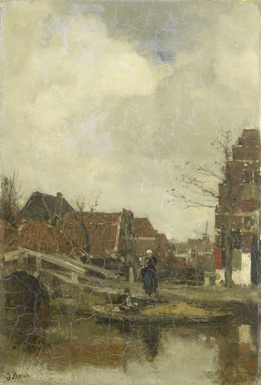 Oud buurtje aan het water door Jacob Maris