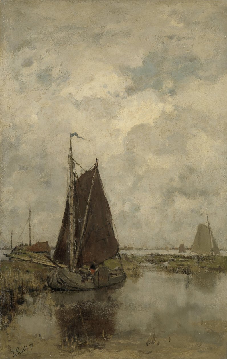 Schepen bij somber weer door Jacob Maris