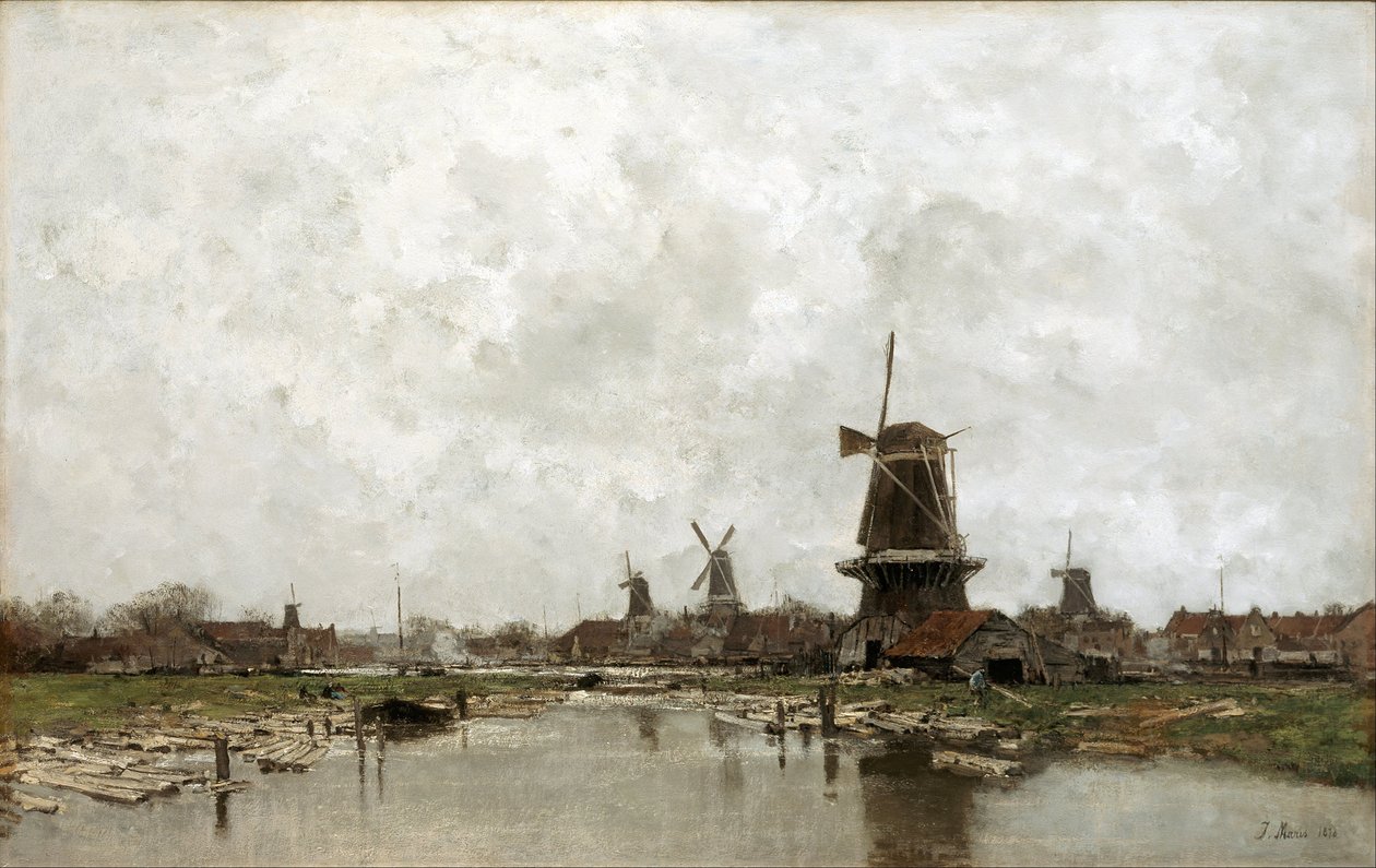 De vijf windmolens door Jacob Maris