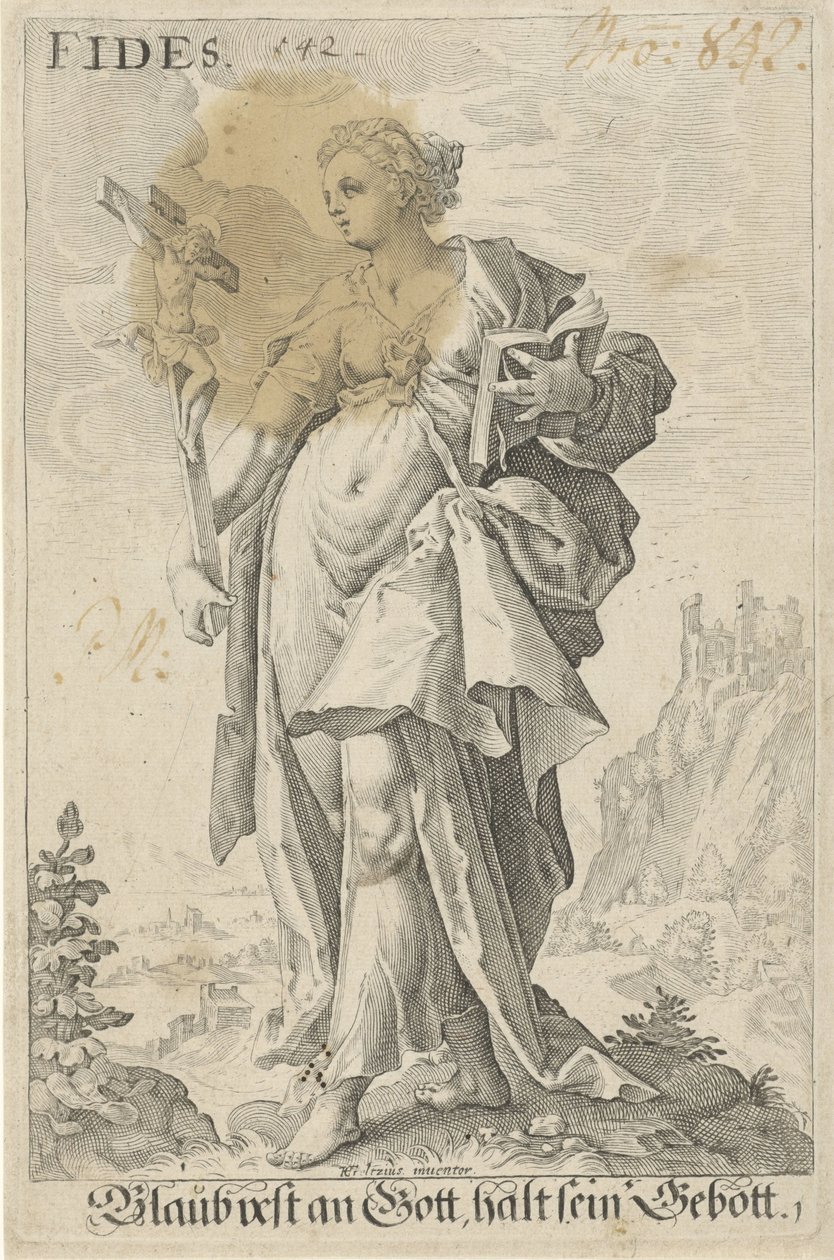 Geloof (Fides) door Jacob Matham (attributed to)