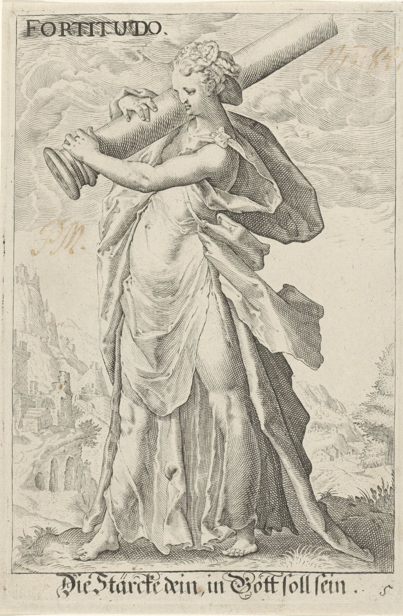Kracht door Jacob Matham (attributed to)