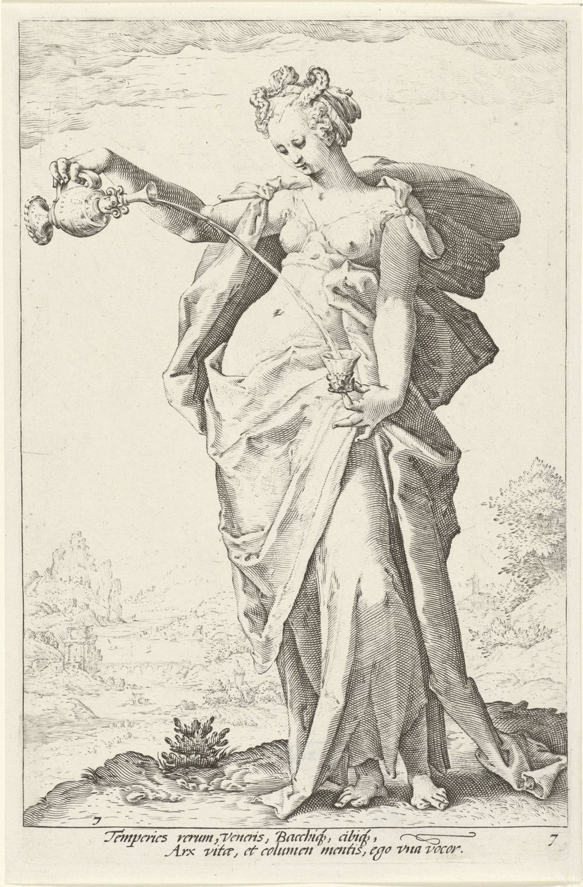 Matigheid (Temperantia) door Jacob Matham (attributed to)
