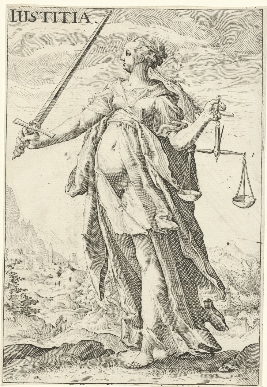 Rechtvaardigheid door Jacob Matham (attributed to)