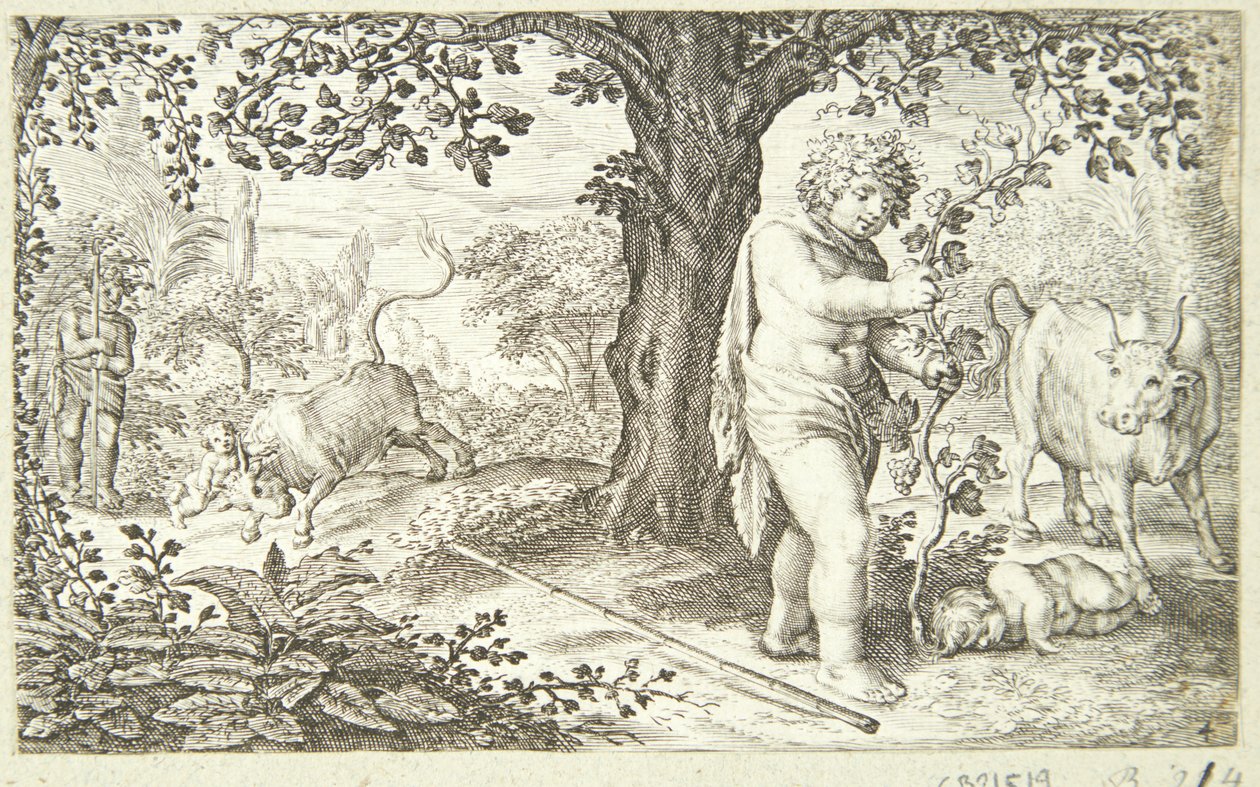 De dood van Ampelos door Jacob Matham