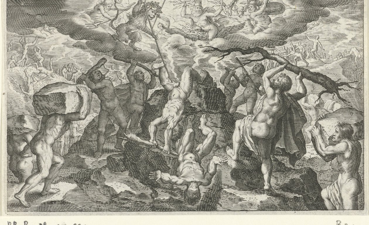 Bacchus helpt de Titanen verslaan door Jacob Matham