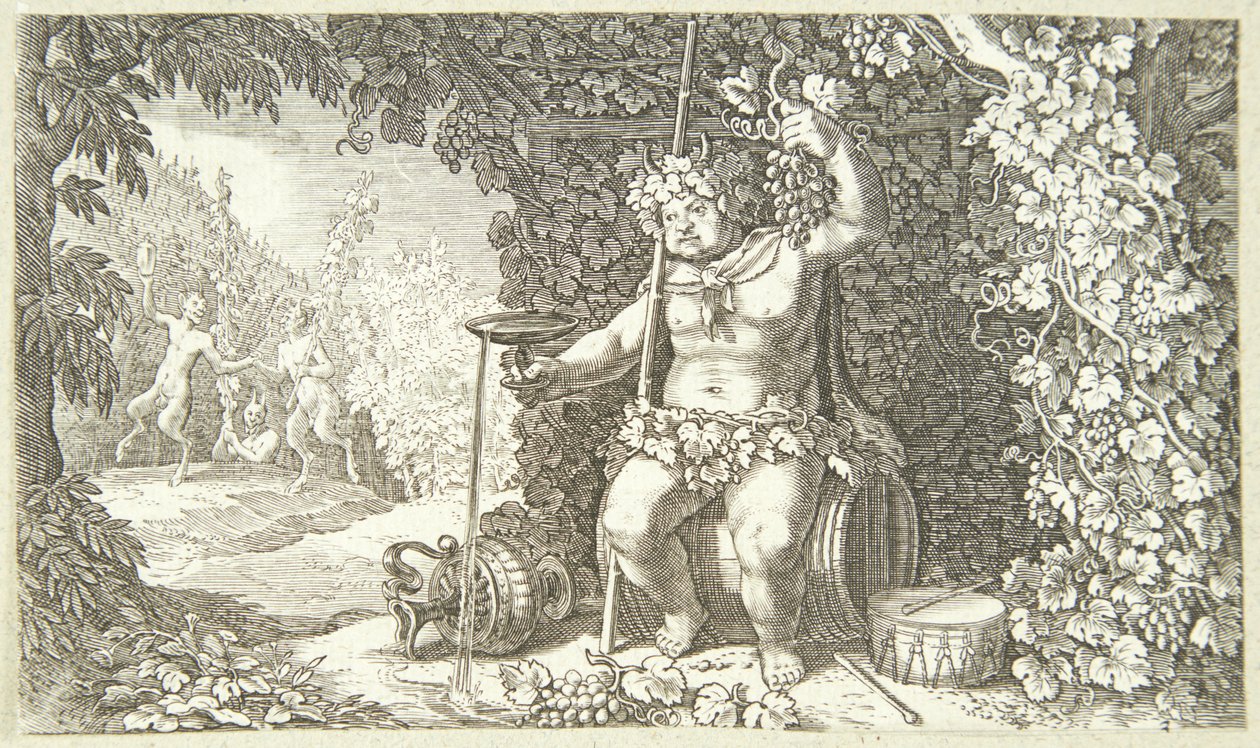 Bacchus als god van de wijn door Jacob Matham