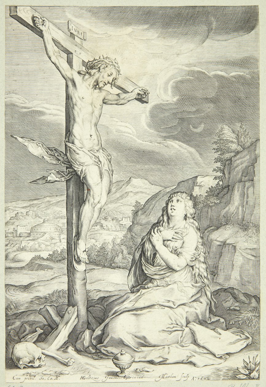 De berouwvolle Maria Magdalena door Jacob Matham
