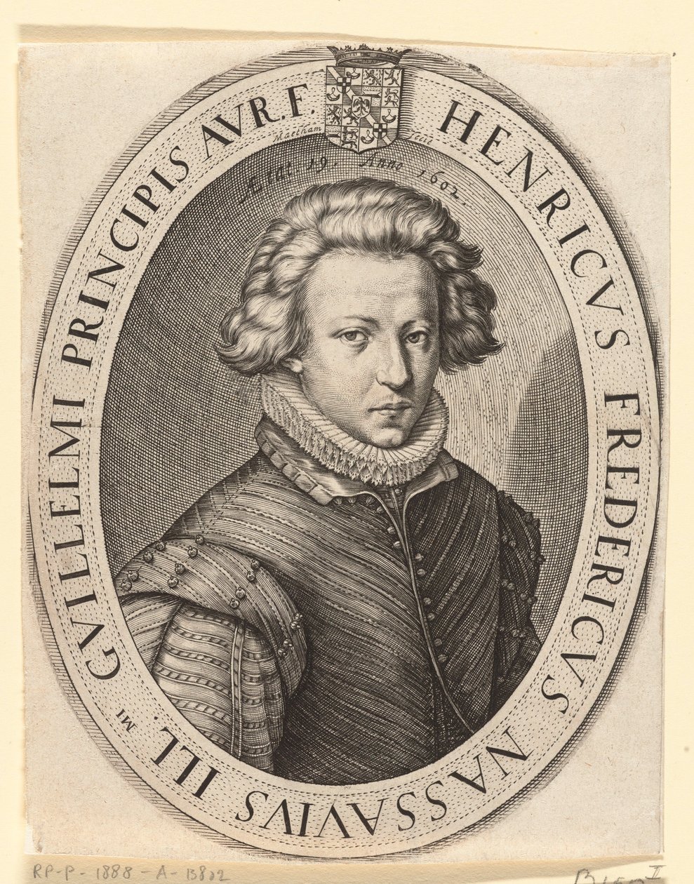 Frederik Hendrik, Prins van Oranje in 1602 door Jacob Matham