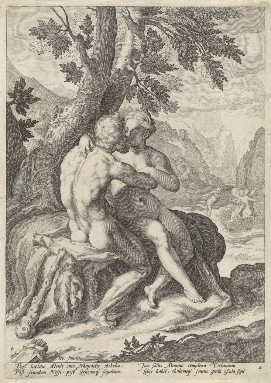 Hercules en Deïanira door Jacob Matham