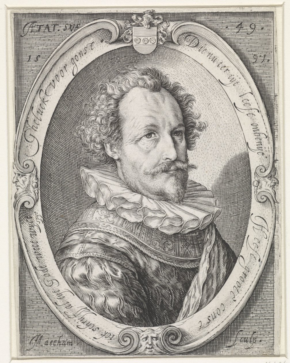 Portret van een onbekende man op 49-jarige leeftijd door Jacob Matham