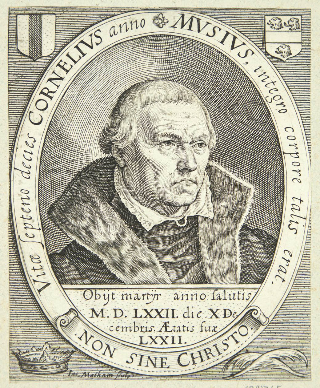 Portret van Cornelis Musius door Jacob Matham