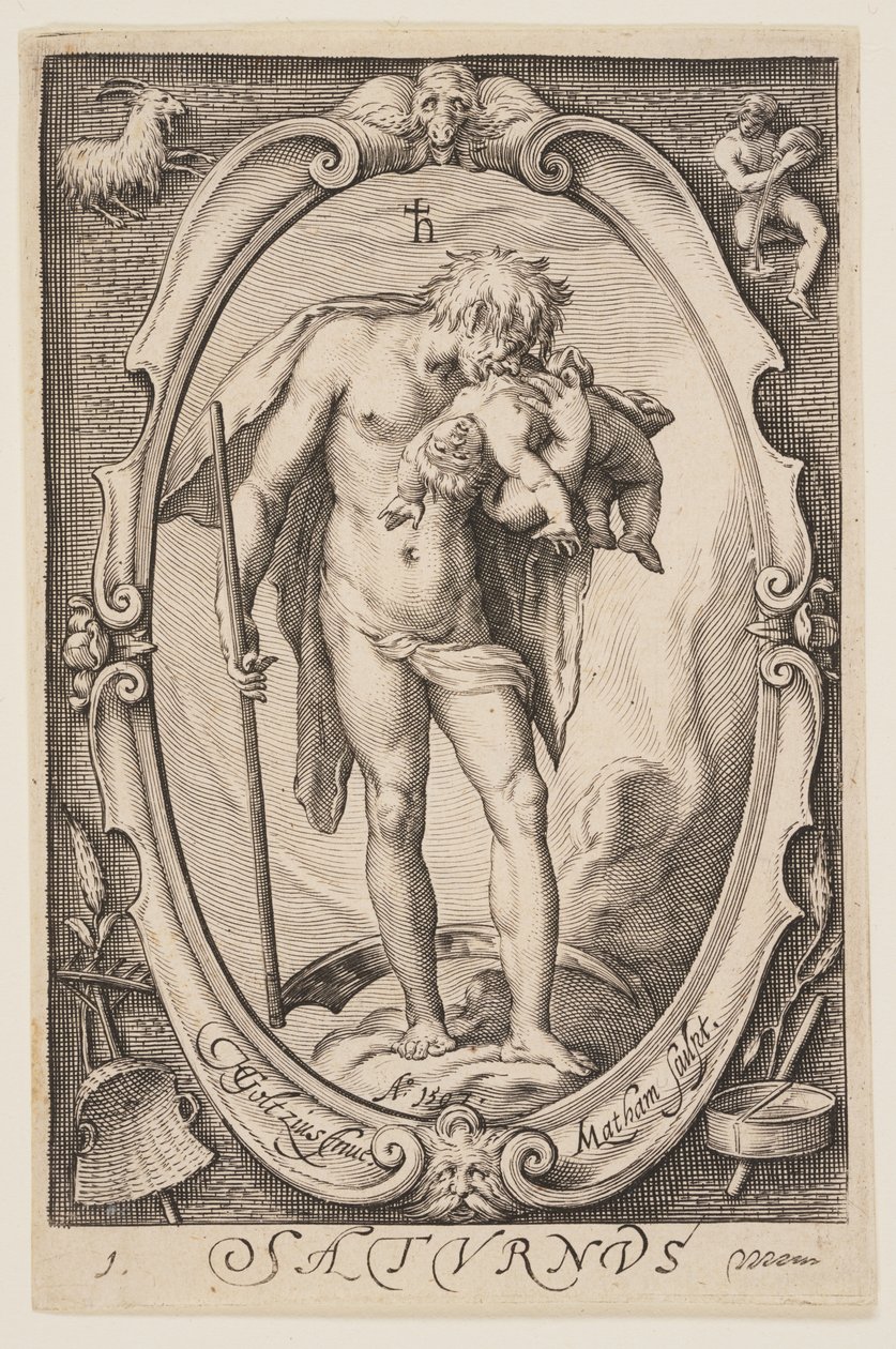 Saturnus (Saturnus), uit De zeven planeten door Jacob Matham