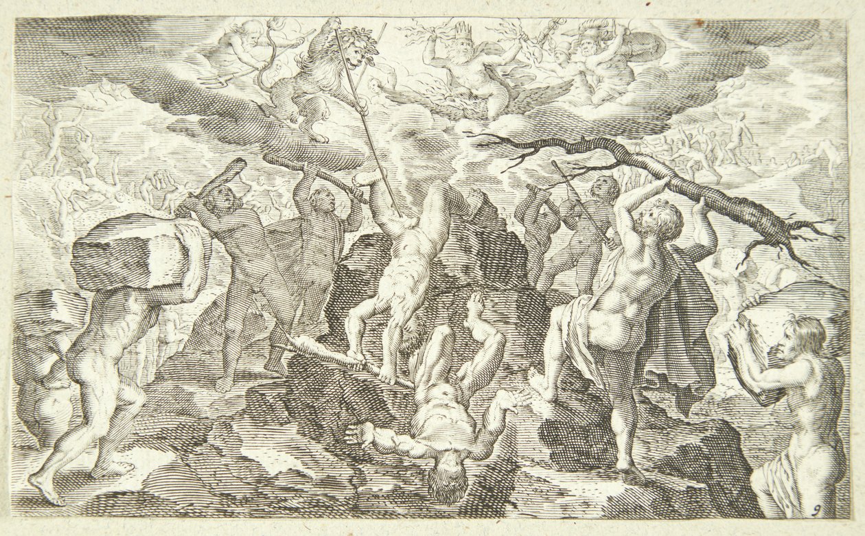De slag tussen de goden en de titanen door Jacob Matham