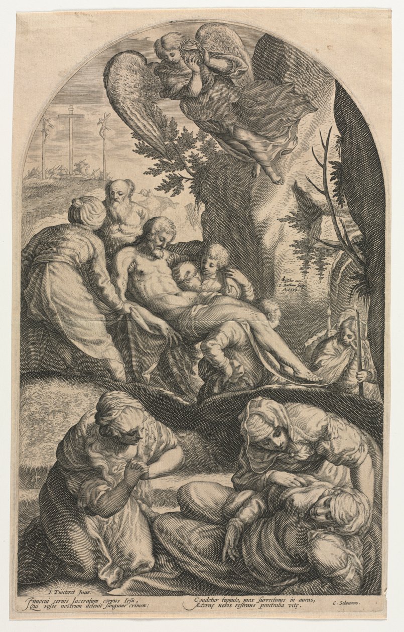 De Discipelen van Christus Dragen Zijn Lichaam naar het Graf door Jacob Matham