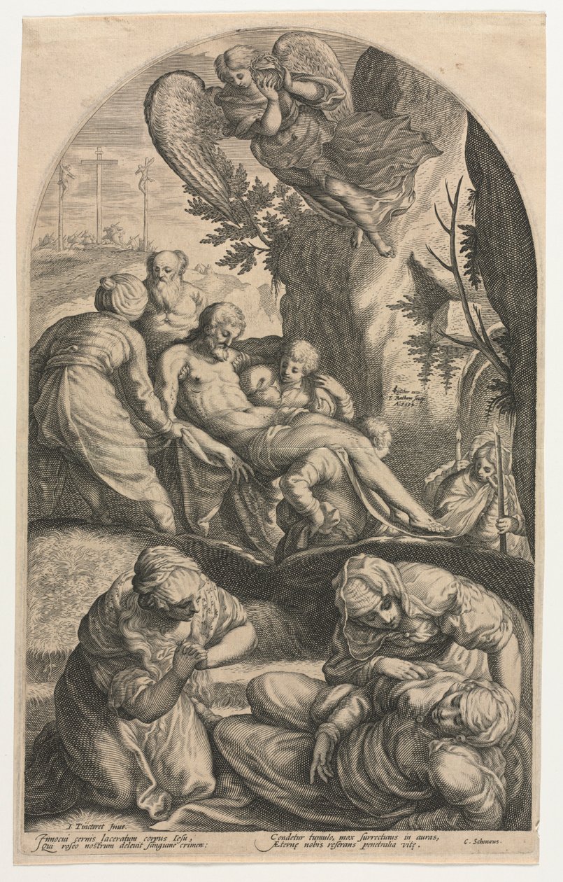 De Discipelen van Christus Dragen Zijn Lichaam naar het Graf door Jacob Matham