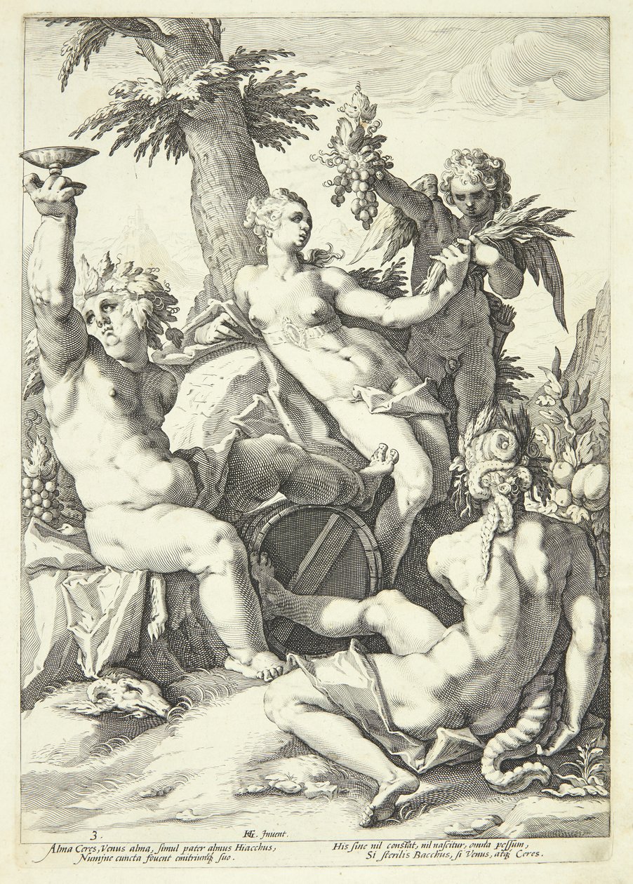 Zonder Ceres en Bacchus bevriest Venus door Jacob Matham