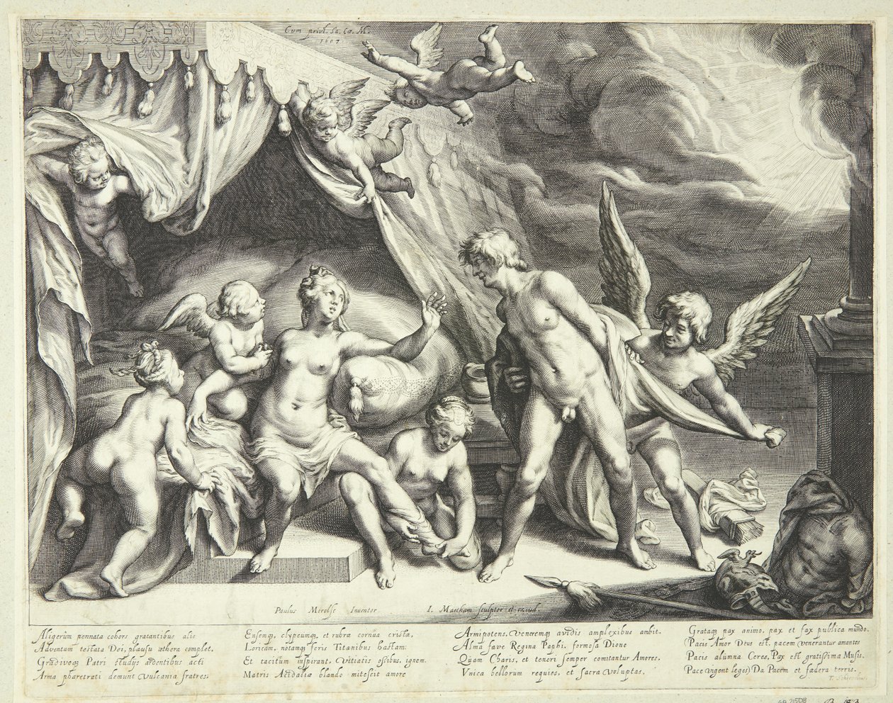 Venus en Mars ontdekt door Apollo door Jacob Matham
