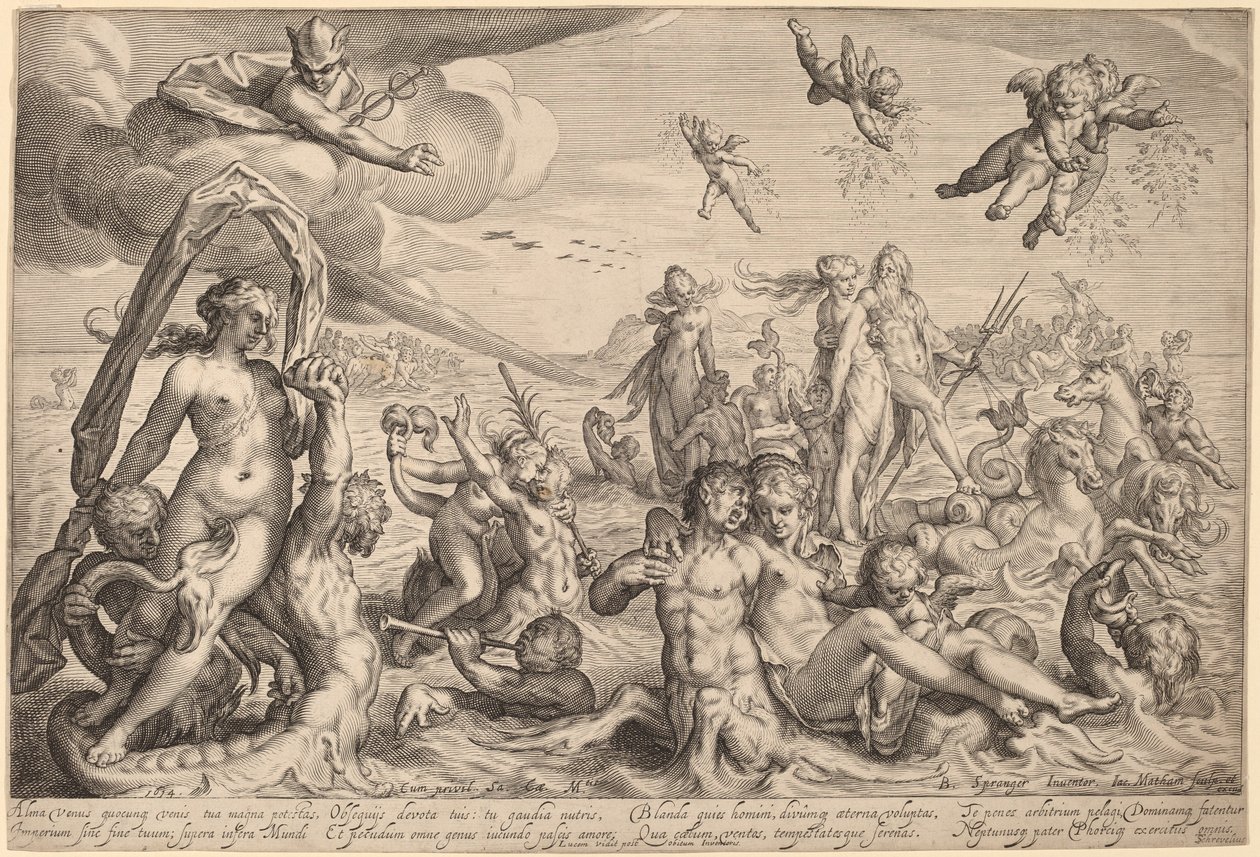 De triomf van Neptunus en Thetis door Jacob Matham, after Bartholomaeus Spranger