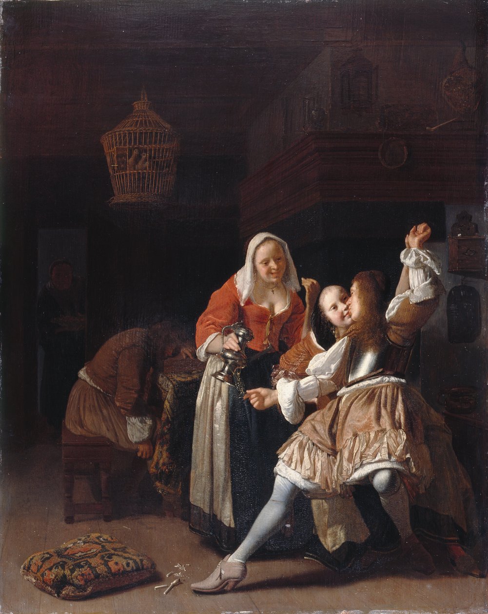 De Omhelzende Kavalier, ca. 1660-65 door Jacob Lucasz Ochtervelt