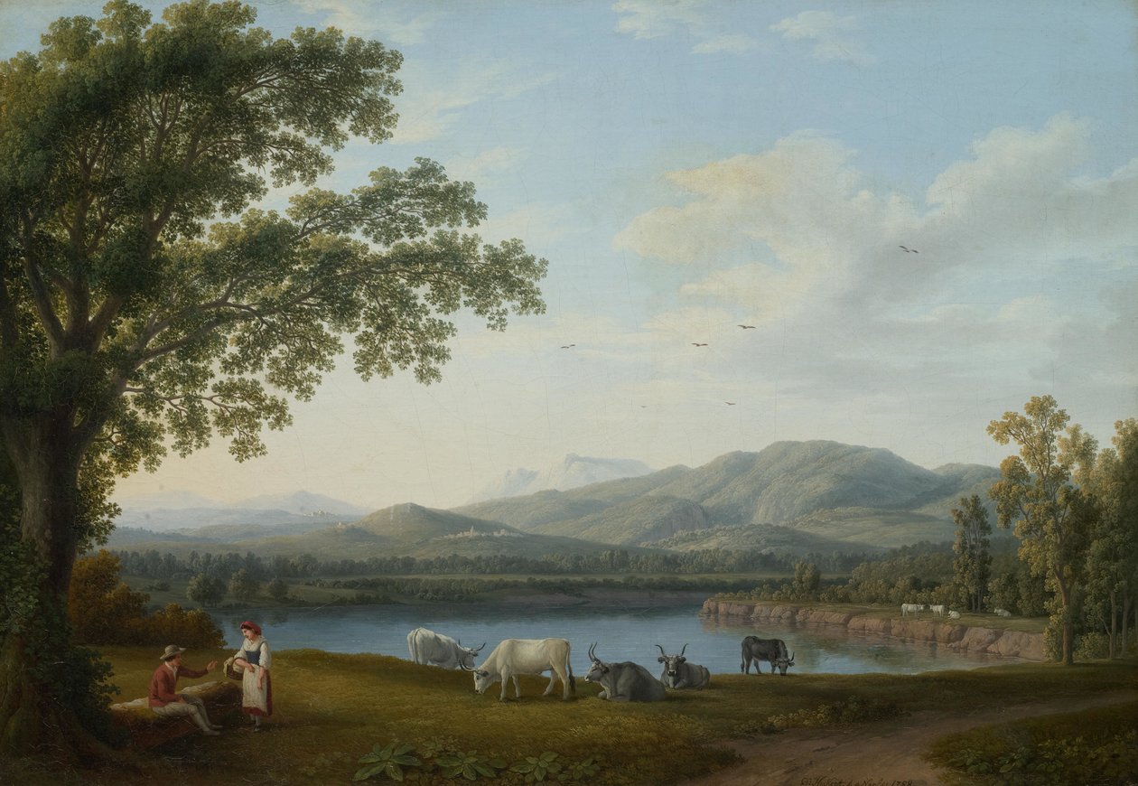 Uitzicht op de Sele en het massief van de Monti Alburni

Oorspronkelijke titel Blick auf den Sele und das Massiv der Monti Alburni door Jacob Philipp Hackert