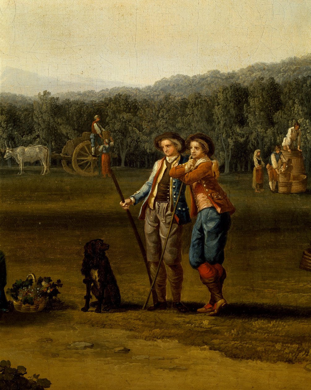 Oogst in Carditello, detail door Jacob Philippe Hackert