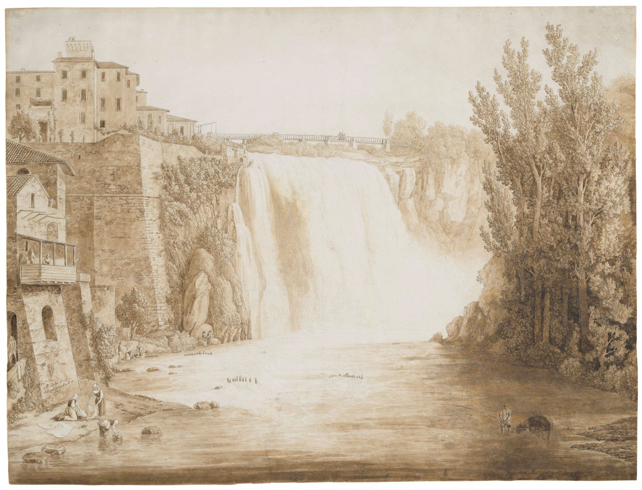 De Cascata Grande van Isola del Liri, 1793 door Jacob Philippe Hackert